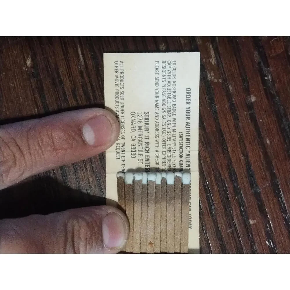 Alien‎ the movie promotional matchbook